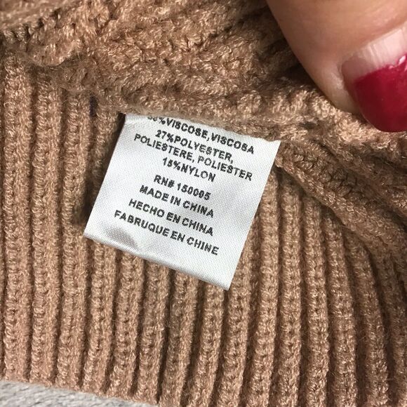 Nordstrom Women’s Small Camel Tan Cropped Pullover Sweater Balloon Sleeves NWT - Picture 5 of 14